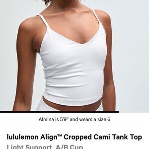 lululemon athletica White Cropped Cami Tank
